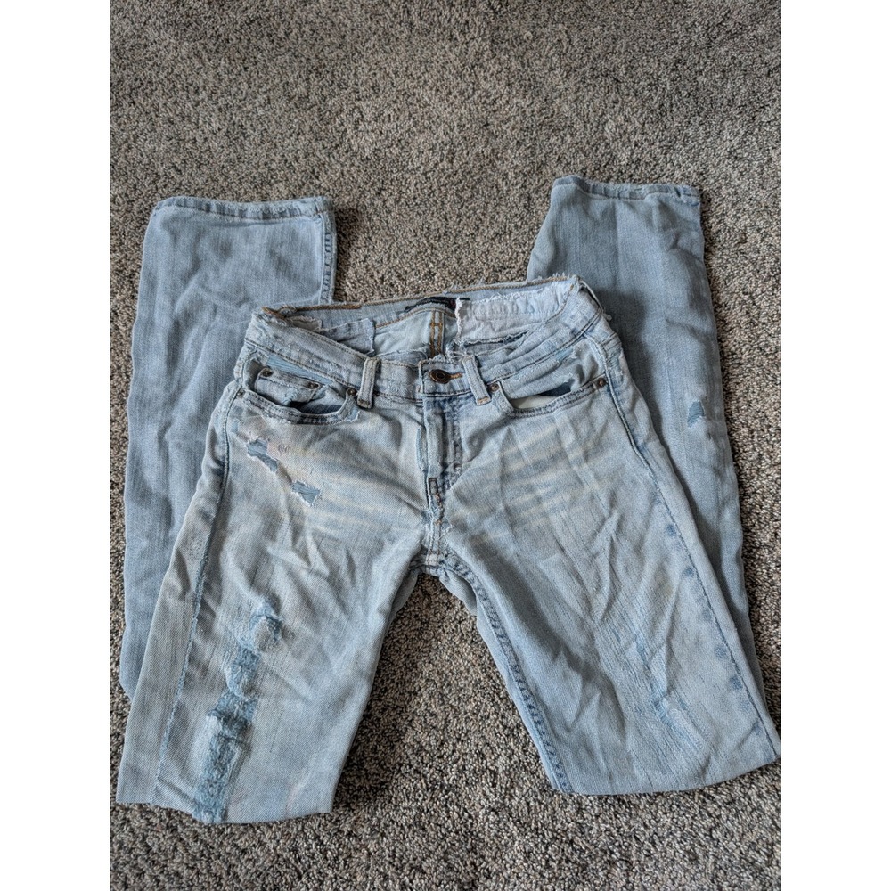 American Eagle Outfitters Distressed Low Rise Skinny Jeans Light Wash Blue 2 Reg